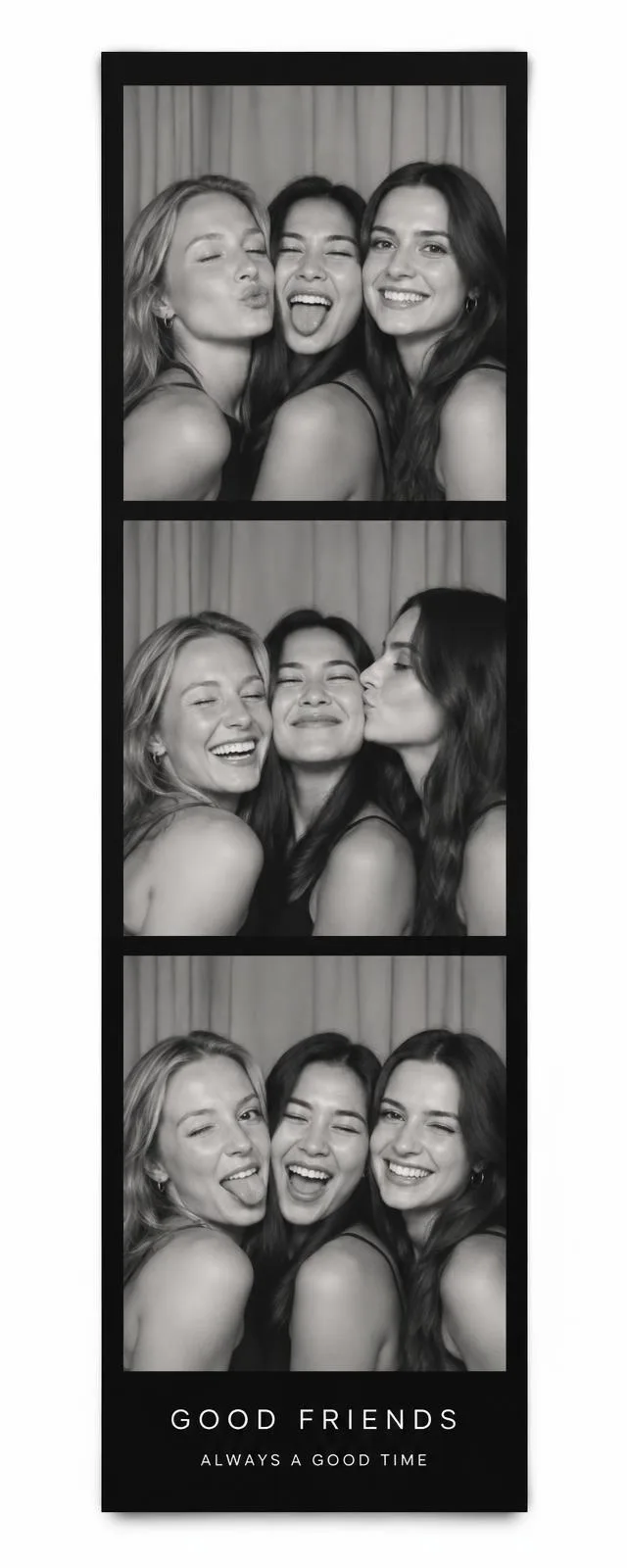 Photo strip template with a bold black footer overlay